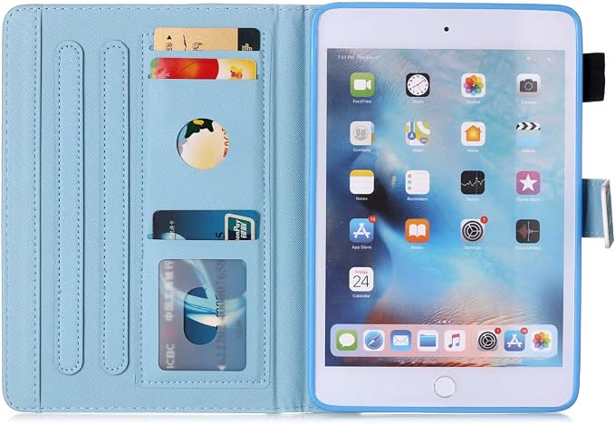 iPad mini Case FANCITY Mini 4 Mini 5 Mini 3/2/1 Smart Wake Sleep Case with Kickstand [Card Slot &amp Pen Holder] PU Leather Protective Cover for Apple iPad mini 4 Mini 5 2019 Mini 2/3 - Beach
