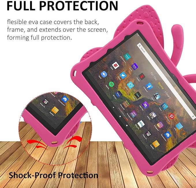 Simicoo Fire Max 11 Tablet 2023 Cute Butterfly Case with Stand for Kids Girl Light Weight EVA Rugged Shockproof Full Cover Kids Friendly Kids case for Fire Max 11(Blue)