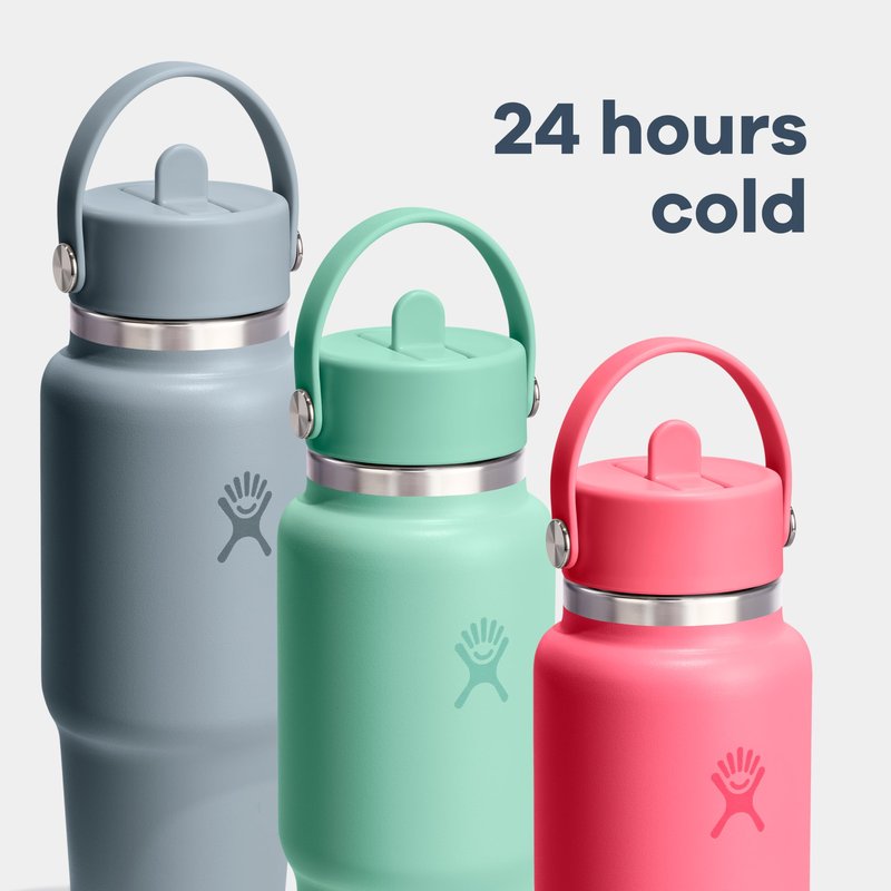 Hydro Flask Travel Water Bottle - Insulated Stainless Steel - Wide Straw Lid, Non Spill, Leakproof in 40 Oz Capri Blue