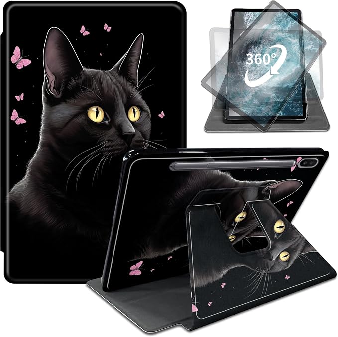 for Samsung Galaxy Tab S6 (10.5 inch) Tablet 2019 release-360 Degree Rotating Stand PU Leather Cover with Auto Wake/Sleep + S Pen HolderArt Butterfly