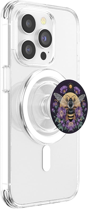 Honey Bees and Purple Flower Botanical Bumblebee Lush Floral PopSockets Adhesive PopGrip