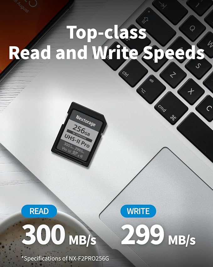 Nextorage 256GB SDXC UHS-II V90 SD Card Japanese Brand pSLC Max. Write Speed 299MB/s Max. Read Speed 300MB/s 4K Recording F2PRO Series NX-F2PRO256G SDXC Card for Digital Camera