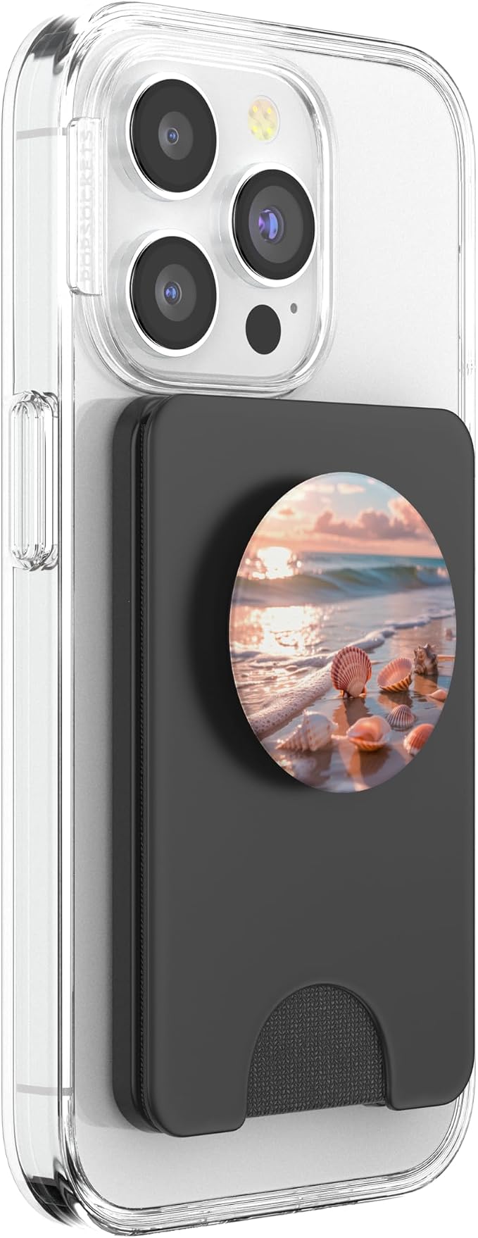 Pink Coastal Seashell Sunset Beach Aesthetic Ocean Art PopSockets PopWallet for MagSafe