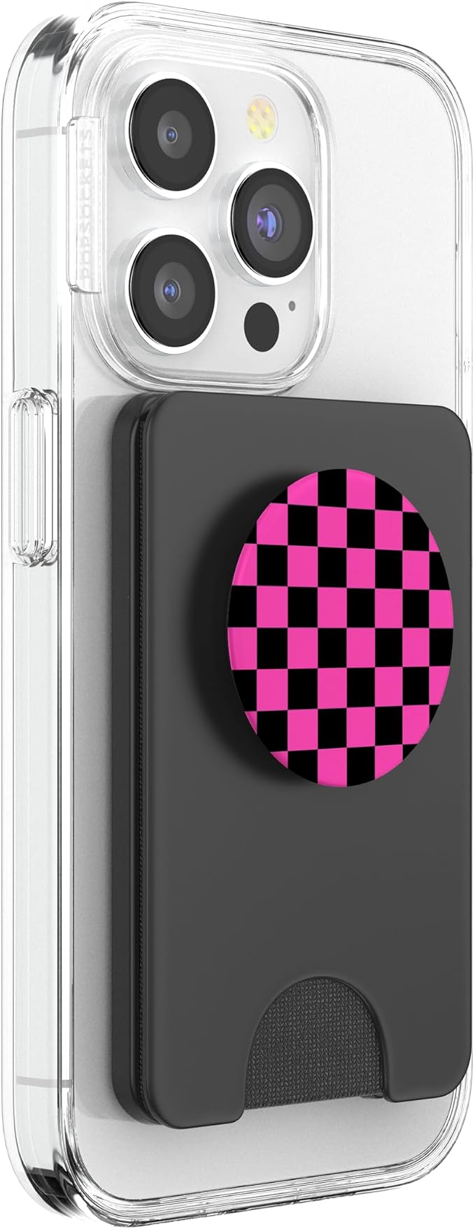 Classic Checkered Hot Pink-Black Checkerboard Pattern Cute PopSockets Adhesive PopGrip