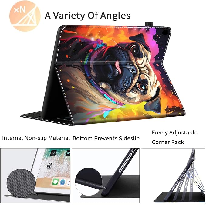 Case for All-New Amazon Kindle Fire HD 8 &amp 8 Plus Tablet (12th Generation/10th Generation 2022/2020 Release) 8 Durable Shockproof Protective Cover，Pug Weightlifting