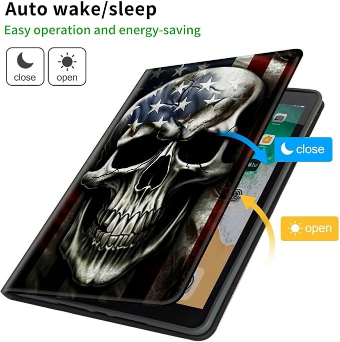 Case for Samsung Galaxy Tab A9 Plus 2023/A11 Plus 2025 11 inch Lightweight Protective PU Leather Smart Stand Cover with Auto Wake Sleep Tablet Case Cover - American Flag &amp Fish