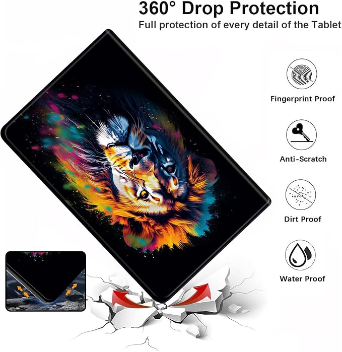 Case for iPad (A16) 11th Generation 11 Inch (2025)iPad 10th Generation 10.9 Inch (2022)PU Leather Slim Standing Smart Coverwith Auto Sleep/WakeBall on Fire