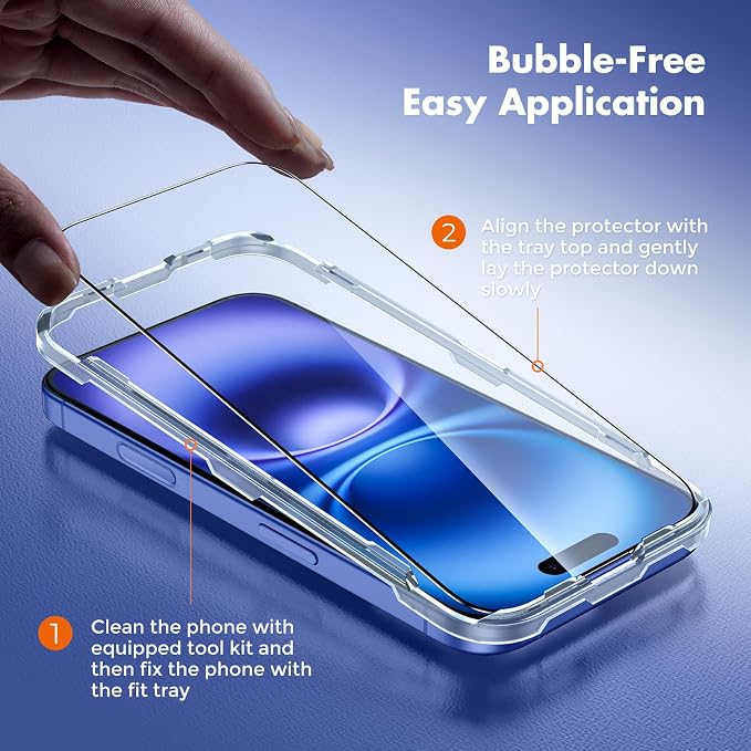 UNBREAKcable 3-Pack Screen Protector for iPhone 15 Double Shatterproof Tempered Glass [Easy Installation Frame] [99.99% HD Clear] [9H Hardness] [Full Coverage] [Case Friendly] for Apple 15 6.1 inch