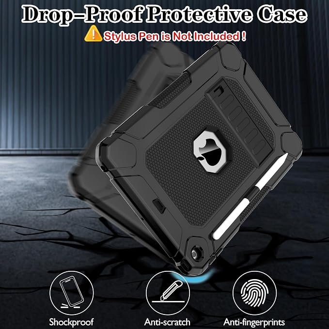 LTROP Case for iPad 10.2-Inch 9th/ 8th/ 7th Generation (2021/2020/ 2019) with Pencil Holder &amp Kickstand Hybrid Shockproof Rugged Protective Case for iPad 9/8/ 7 Gen 10.2 Purple and Green