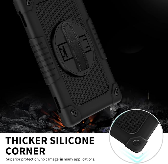 Mignova for Walmart Onn 10.1 2022 Model Gen 3 10.1 / for Walmart Onn 10.1 3rd Gen 100071485 Case Shockproof Kids Friendly Armor Case 360 Kickstand Shoulder Hand Strap Protective Shell (Black+Black)