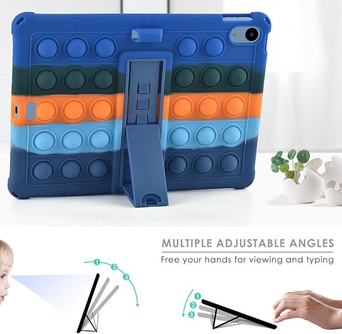 DETUOSI Silicone Case Compatible with iPad (A16) 11th Generation 11 Inch 2025 for iPad 10th Gen 10.9 Soft Case with Shoulder Strap &amp Stylus Pen Multi-Viewing Angles Black