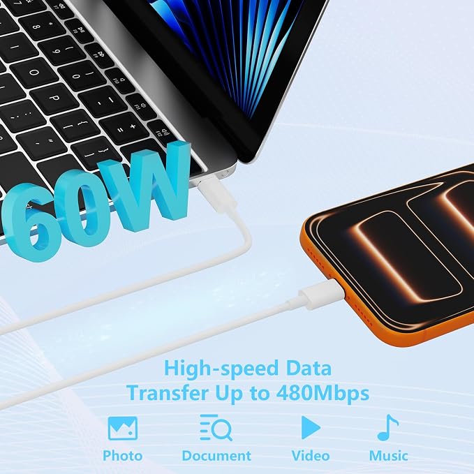 45W USB C Super Fast Charger Block 2Pcak with 6FT Long USB C Charging Cable | PD 3.0 Wall Charger Block with 6Ft USB C Cable Super Fast Charging for iPhone 17/16/15/Air GalaxyiPad Pro