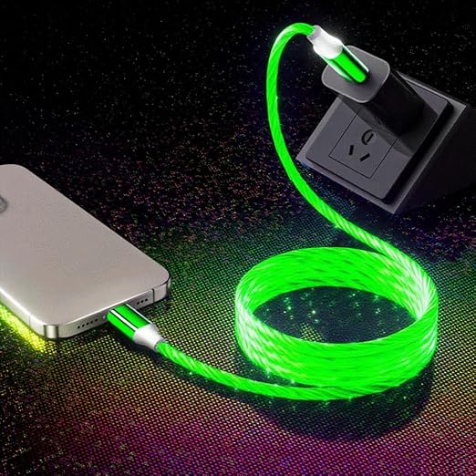 IHAO Multi Ports Light-Up USB Cable USBA to USBC/MicroUSB Cable Durable Fast Charging Cable with Visible Current Flow As Night Light Use-3in1 Blue