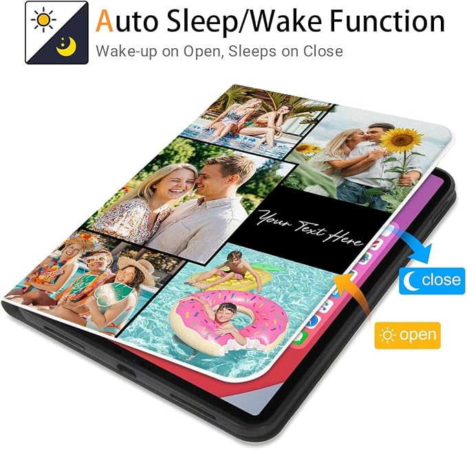 Custom Case for iPad Air 3rd Generation 2019 / iPad Pro 2017 10.5 inch Personalized Customized Picture Logo Text Name PU Leather Tablet Cover Premium Folio Flip Stand Case Auto Wake/Sleep