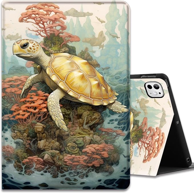 Case for iPad Pro 13 Inch M4 (2024) Slim Multi-Angle Smart Stand Cover with Automatic Sleep/Wake Function for iPad Pro 13 Inch Art Dragonfly