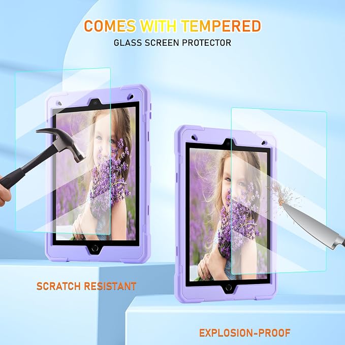 for iPad 9th/8th/7th Generation Case iPad 10.2 Case 2021/2020/2019 Rugged Heavy Duty Shockproof Protective Kids Case with Screen Protector/360° Rotating Folding Stand/Pencil Holder/Shoulder Strap