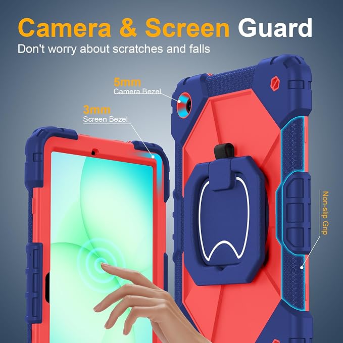 Case for Samsung Galaxy Tab A9 Plus 11 Inch 2023 Ubearkk Rugged Case for Samsung Galaxy A9+ Tablet SM-X210/X216/X218 with Screen Protector 360 Rotating Stand Shoulder Strap Pen Holder Black