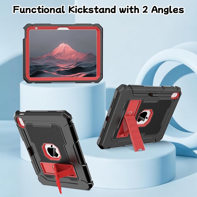 LTROP Case for iPad A16 11th Generation 2025 11 Inch / 10th Generation 2022 10.9 Inch with Kickstand and Pencil Holder Shockproof Rugged Protective iPad 11 inch Cover Black