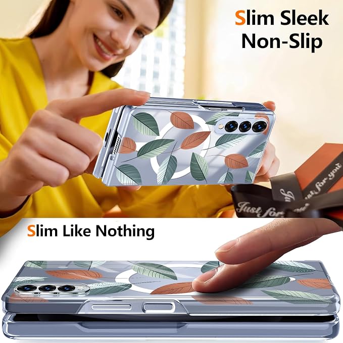 for Galaxy Z Fold4 CaseBuilt-in Magnet CircleWireless Charging | Military-Grade Shockproof case Cover for Samsung Galaxy Z Fold4Anagallis