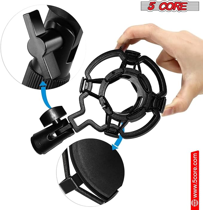 5Core Recordng Microphone Podcast Bundle Condenser w Microphone Arm Desk Mic Stand Computer Gaming Recording Vocals Streaming - RM 7 BLU