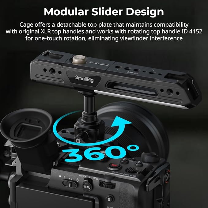 SmallRig Camera Cage for Sony FX2, HawkLock Quick Release FX2 Cage with Top Plate, Cable Clamp for HDMI, Multiple Mounting Points, Camera Rig Compatible with Original XLR Top Handles - 5587