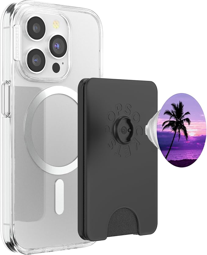 Purple Sunset Beach Palm Trees Tropical Ombre Sky Paradise PopSockets PopGrip: Swappable Grip for Phones &amp Tablets