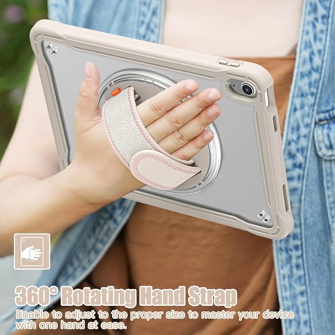 Case for iPad (A16) 11th/10th Generation 2025/2022 11/10.9 inch Rugged Shockproof Protective Cover with Screen Protector 360° Rotating Hand Strap&ampStand Pencil Holder Black