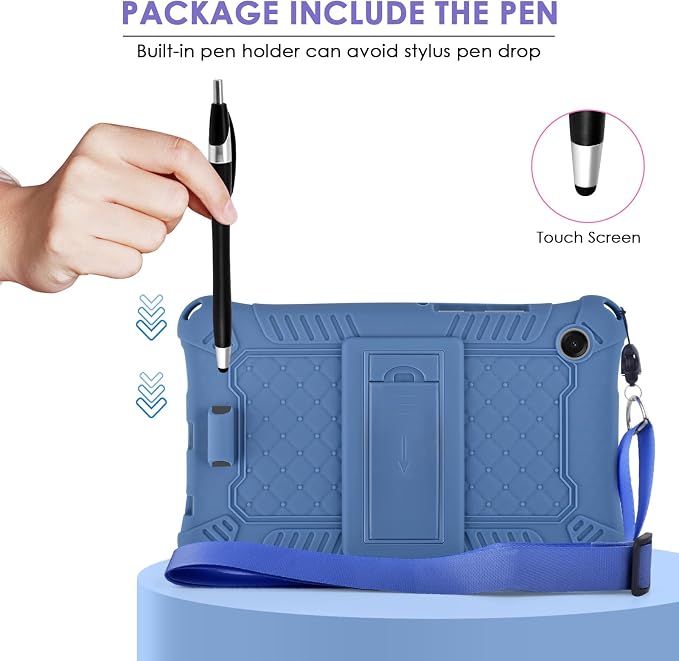 DETUOSI Compatible with Samsung Galaxy Tab A11 8.7 inch 2025 with Shoulder Strap &amp Stylus Pen Soft Silicone Multi-Angle Cover for Samsung Galaxy Tab A9 8.7 inch 2023 Black