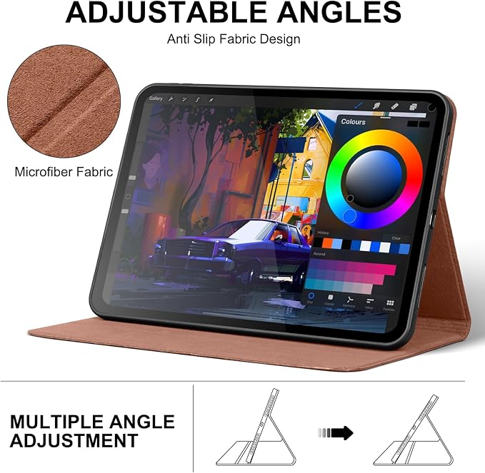 Leather Case for iPad Pro 11 Inch 4/3/2/1 GenSilver Black | Genuine Leather Cover for iPad Pro 11 2022/2021/2020/2018Smart Folio Auto Sleep/WakeProtectiveAdjustable Stand