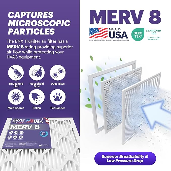 BNX TruFilter 16x16x1 Air Filter MERV 8