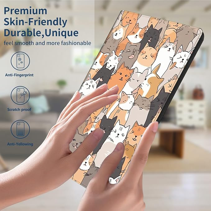 Slim Case for Amazon Kindle Fire Max 11 Case (13th Generation 2023 Release) 11 PU Leather Folio Stand Adjustable Smart Cover with Auto Wake/Sleep for Kindle Fire 11 TabletArt Black Cat Tree