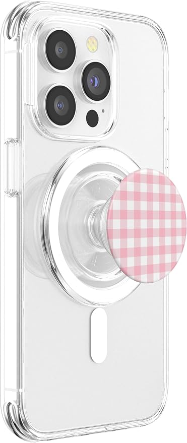 Pastel Pink Gingham Squares Classic Plaid Pattern Trendy PopSockets PopWallet for MagSafe
