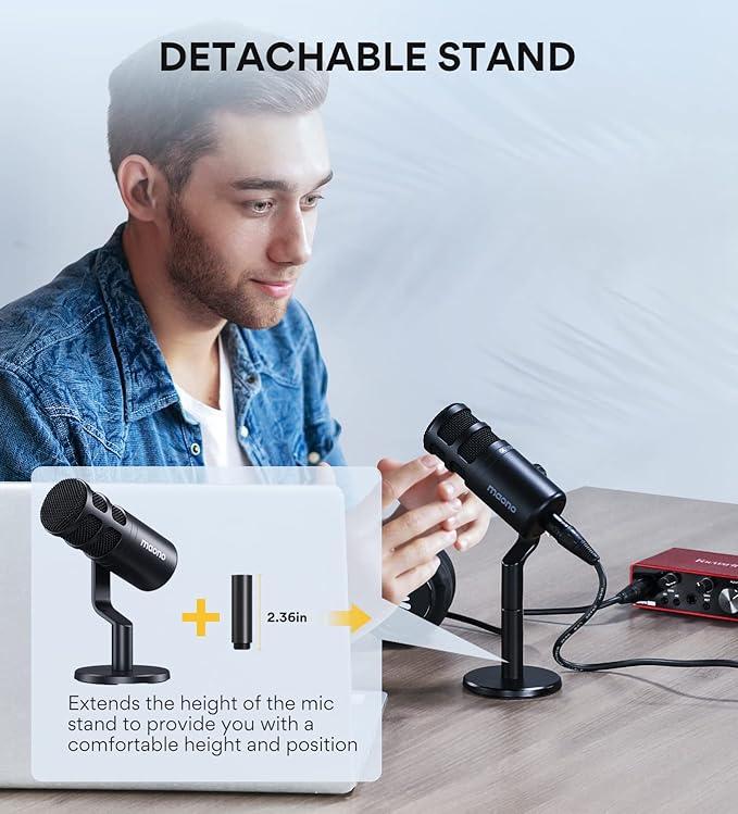 MAONO XLR Podcast Microphone, Cardioid Studio Dynamic Mic for Vocal Recording, Streaming, Voice-Over, Voice Isolation Technology, Metal Mic, Works for Audio Interface, Mixer, Sound Card-PD100