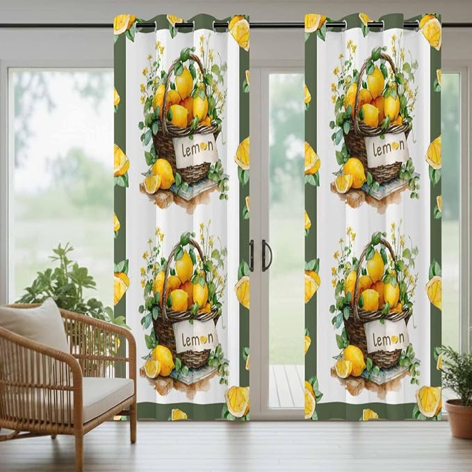 Lemon Outdoor Curtains for Patio Lemons Baskets Summer Tropical Plant