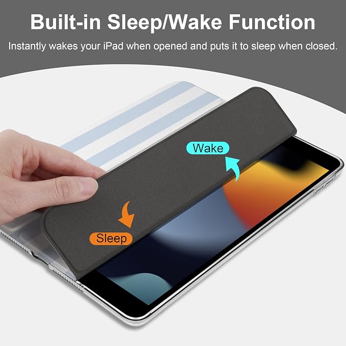Compatible with iPad 10.2 Inch Case 2021 2020 2019 Smart Lightweight Trifold Stand Hard Plastic Transparent Cover Support Auto Sleep/Wake for iPad 10.2 9th/8th/7th Gen - Bear &amp Cherry
