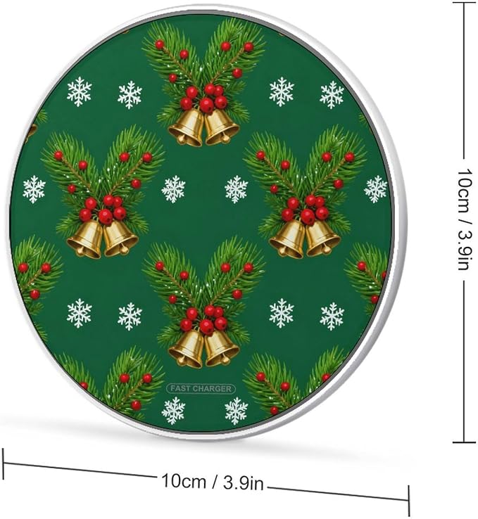 Christmas Chime Wireless Charger Fast Charging Pad | Anti-Slip Qi Certified Wireless Charging Pad for All Phones with Wireless Charging Function for Home Office Travel