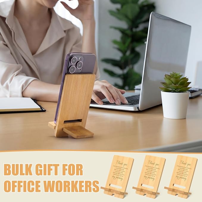 Ripeng 30 Pcs Employee Appreciation Gifts Bulk Bamboo Phone Stand for Desk Office Workers Inspiration Thank You Gift for Team Coworkers Staff Volunteer Nurse Teacher Colleagues Gratitude (Inspiration)