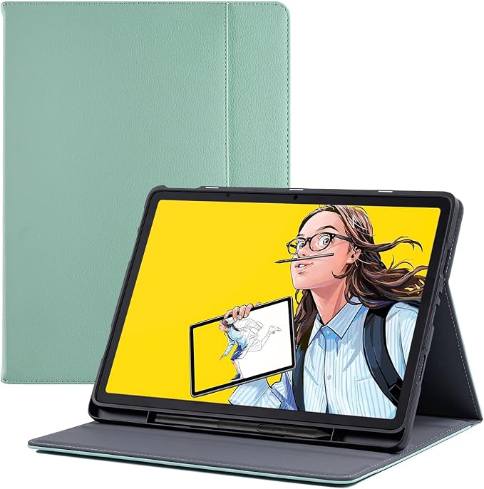 Stand Case for Wacom Movinkpad 11 Tablet Black | PU Leather Protective Coverwith Pen Holder &amp Pocket/Hand Strap Multiple-angles Viewing StandSoft TPU Back Shell