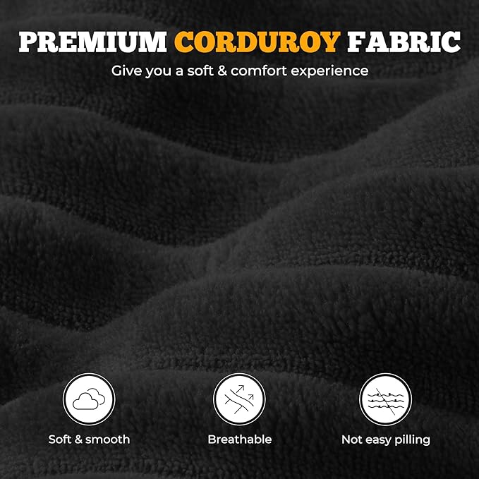 113" Modular Sectional Sofa, Convertible L-Shaped Cloud Couches for Living Room with Ottoman, 4 Seater Corduroy Boneless Couch Sofas Set, No Assembly Required, Black 1 PCS