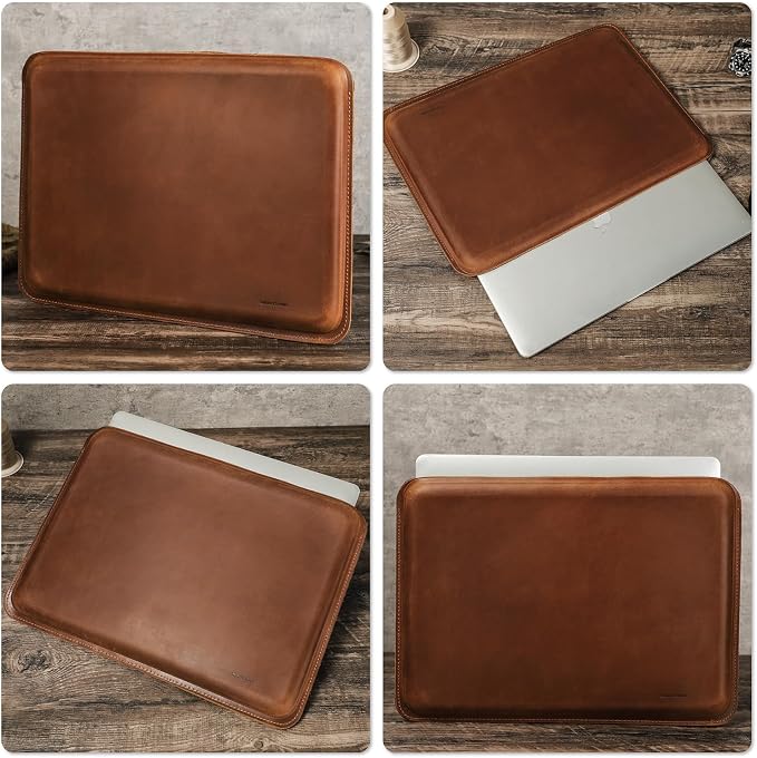 Top Grain Leather 12.9 Tablet Sleeve Slim Protector Vintage Design Fully Handmade Compatible with 12.9 iPad Pro 3/4/5/6 Gen Fits A2233 A2069 A2378 A2379 A2461 A2462 Coffee 12.9 Inch
