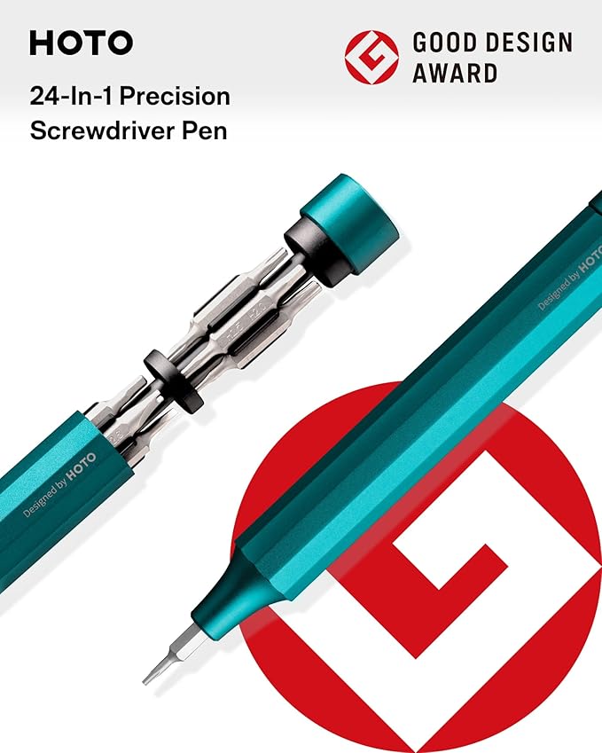 HOTO 24 in 1 Multi Bit Mini Screwdriver Set Magnetic, Manual Precision Screwdriver Set, EDC Pen Screwdriver for Eyeglasses, Electronics, Watches, Phones, Laptops, Cameras, Dark Turquoise