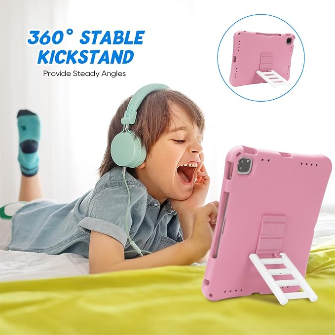 Kids Case for iPad Air 13 (2026/2025/2024) M4/M3/M2 &amp iPad Pro 13 2024 &amp iPad Pro 12.9 Cover 6th/5th/4th/3rd Gen (2022/2021/2020/2018) DIY Figures EVA Rubber Handle Stand Shockproof Bumper