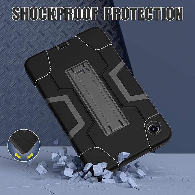 case for Galaxy Tab A9 8.7 2023 Case Hard PC Soft Silicone Kickstand Rugged Heavy Duty High Impact Protective Case for Samsung Galaxy Tab A9 8.7 Inch 2023 SM-X110 SM-X115 Black