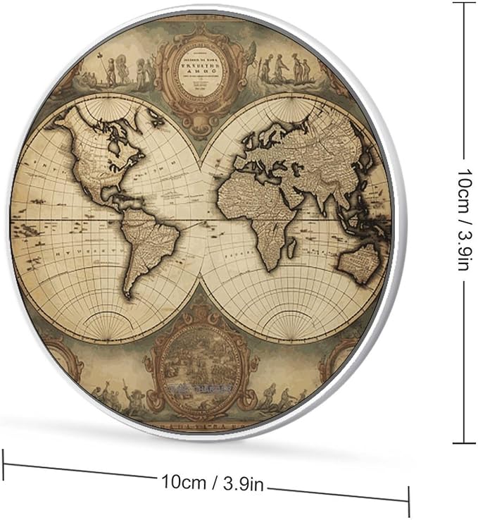 World Map Wireless Charger with USB Cable Qi-Certified 10W Fast Wireless Charging Pad Portable Charging Station Anti-Slip Slim Charger Mat for All Qi-Enabled Phones