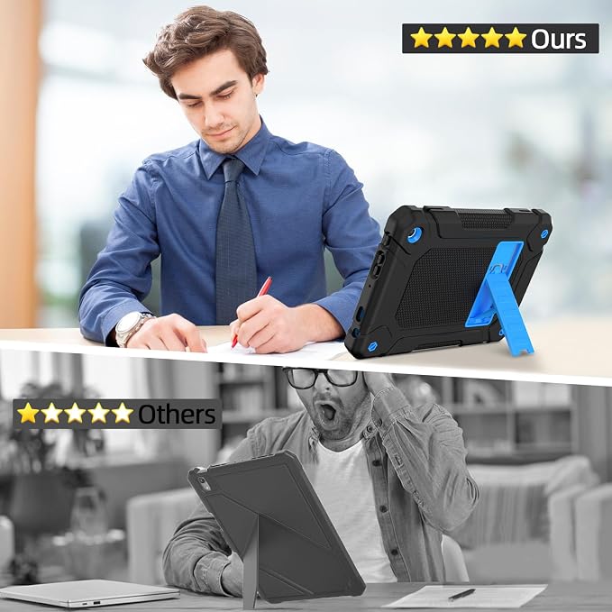 MENZO All-New Case for 8 Tablet Slim Shockproof Rugged High Impact Protective Case with Kickstand Black
