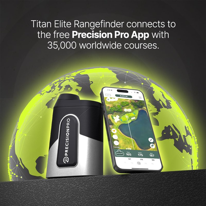 Precision Pro Titan Elite Golf Range Finder with GPS. Golf Range Finder with Built in GPS, Distances, Slope Switch, Magnetic Grip, Waterproof, Tournament Legal, 999 Yard Range