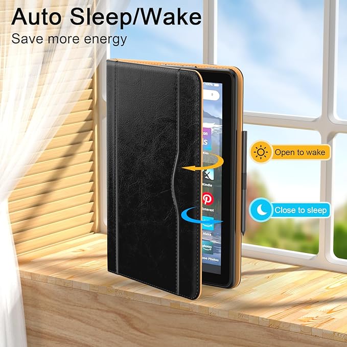 ZoneFoker for 10 Tablet Case (13th/11th Generation 2023/2021 Released) PU Leather Folio Cover with Multi-Angle Stand/Pen Holder Auto Wake/Sleep for 10/10 Plus Black+Black