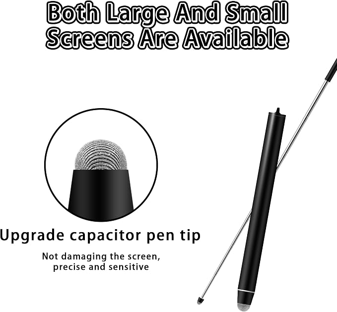 Universal Telescopic Stylus Pen for Touch Screens Retractable Pointer Stick Stylus with Special Flocking Tip Pointers for Classroom Pointer Finger Stick Anti Slip Pen Clip Black