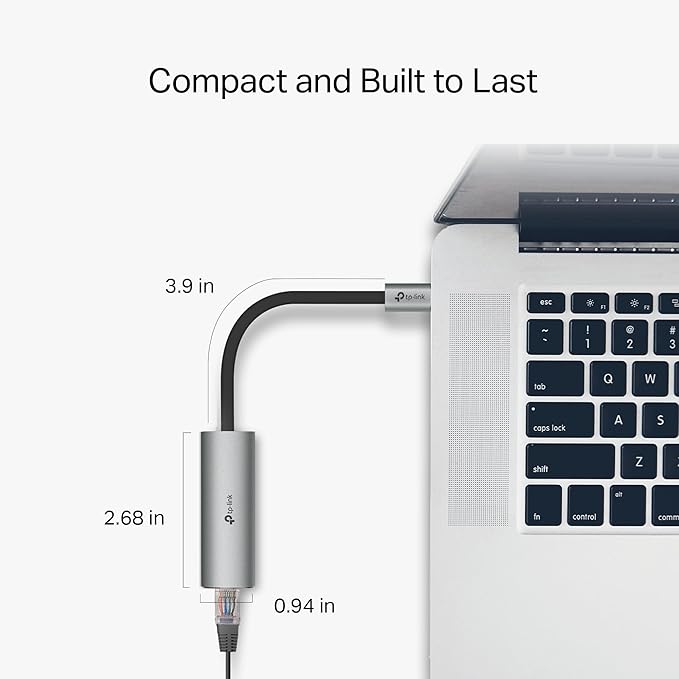 TP-Link USB C to Ethernet Adapter, 2.5 G Plug & Play Network Adapter | Type-C to RJ45 | Aluminum Alloy Case | Thunderbolt 4/3 Compatible for MacBook Pro/Air, iPad, iPhone 16 Pro/Max and More (UE302C)
