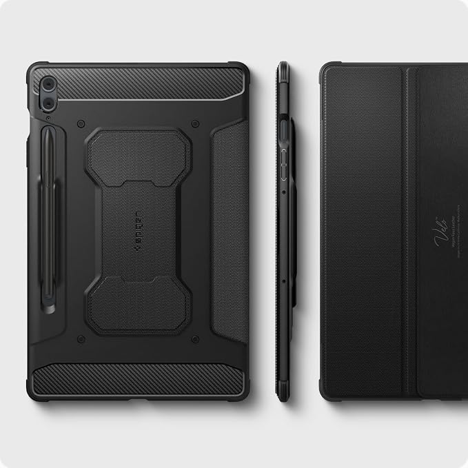 Spigen for Galaxy Tab S10 FE Plus Case (2025) Rugged Armor Pro Protective Tri-Fold Cover and S Pen Holder 13.1 inch Black